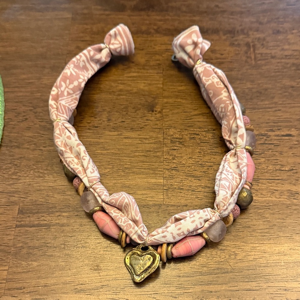 Bohemian Pink and Purple Heart Necklace brand twine and twig worn once